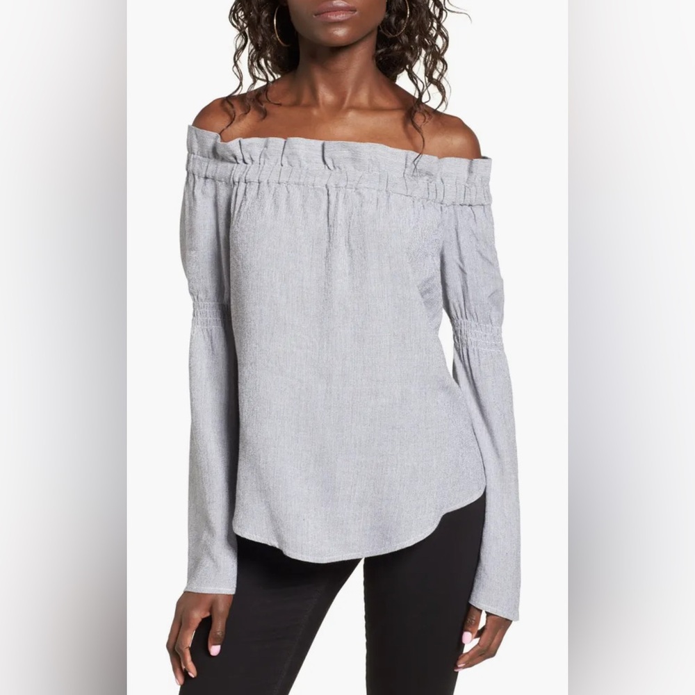 Chic Off-Shoulder Gray Blouse - image 1